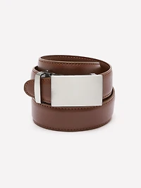 Leather Belt with Plate Buckle