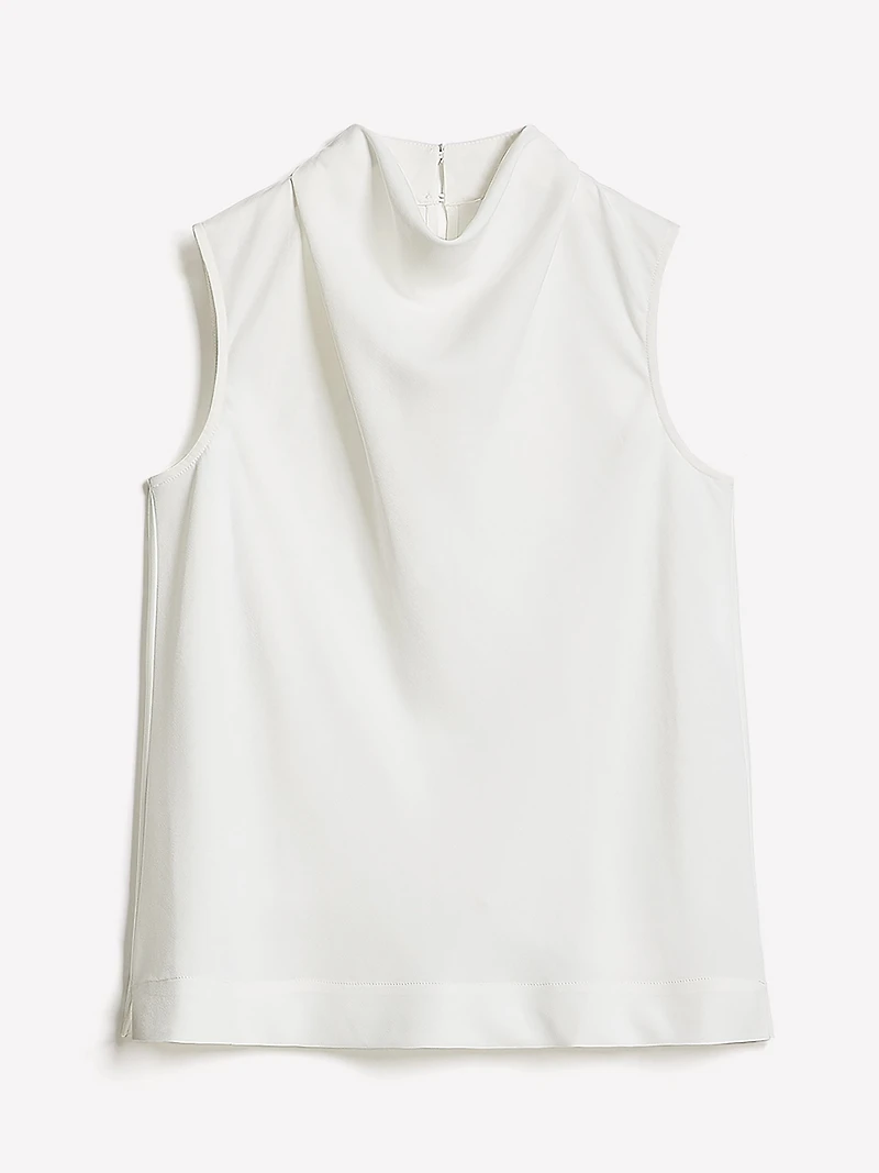 Blouse Sans Manches à Col Montant Drapé