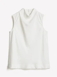 Blouse Sans Manches à Col Montant Drapé