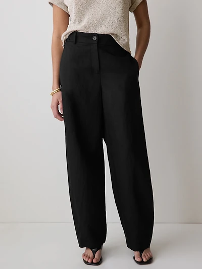 Twill High-Rise Barrel Pant