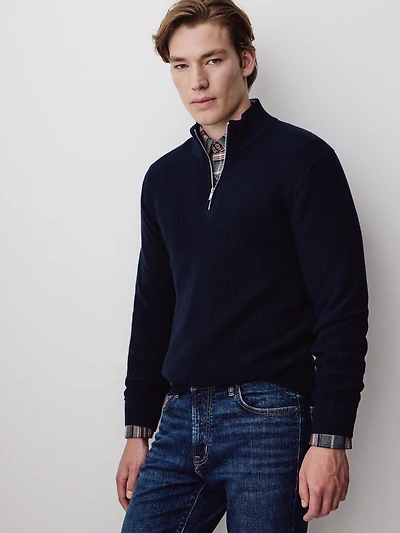 Cashmere-Blend Long-Sleeve Half-Zip Sweater
