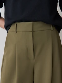 Pantalon en Sergé à Jambe Ballon et Taille Haute