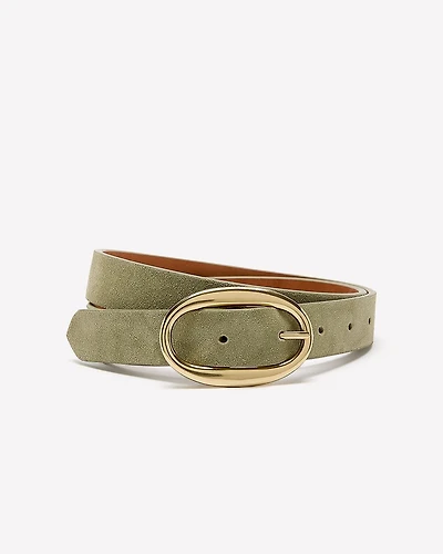 Suede Belt with Oval Buckle