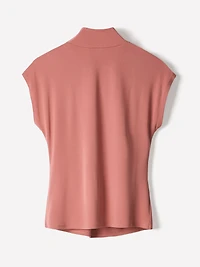 Extended-Sleeve Top with Crossover Draped Mock Neckline