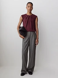 Cap-Sleeve Crew-Neck Blouse