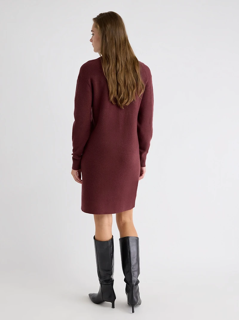 Robe Courte à Manches Longues et Col V