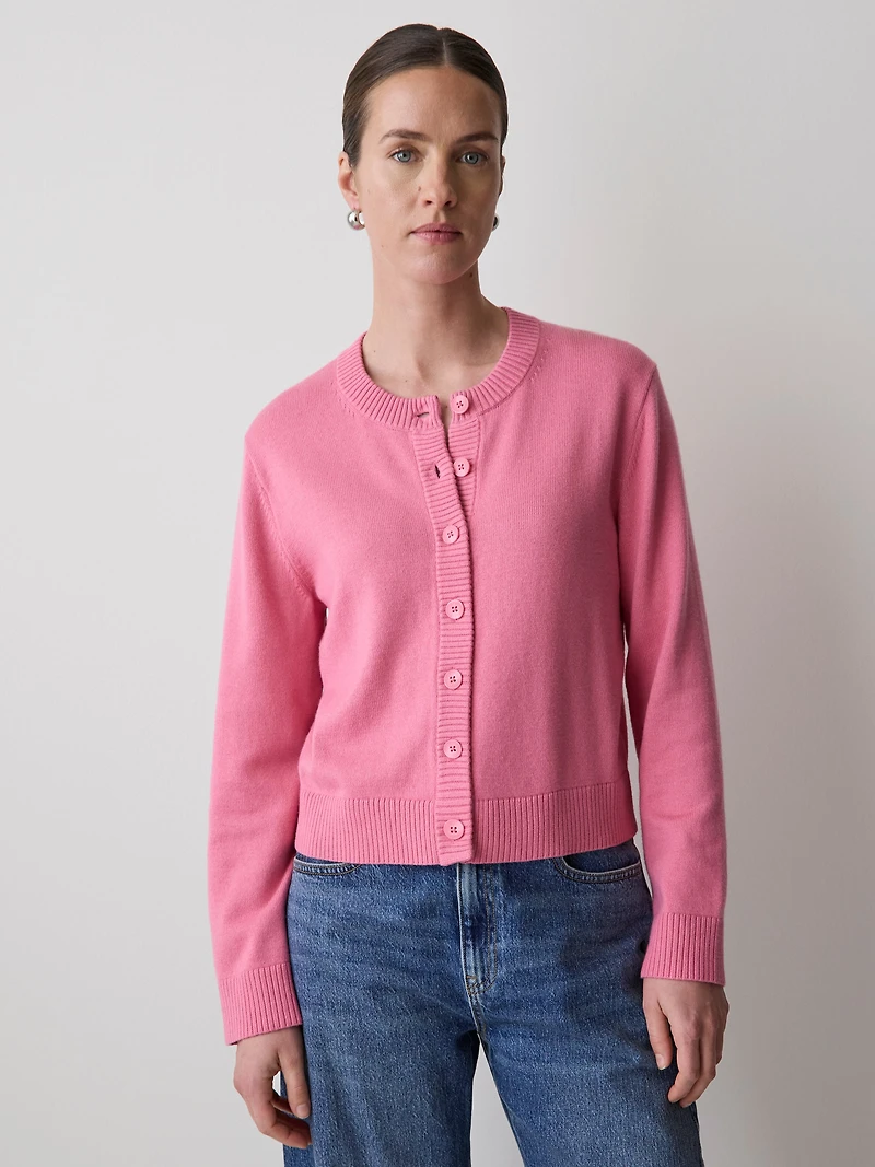 Cardigan en Laine à Manches Longues et Col Rond