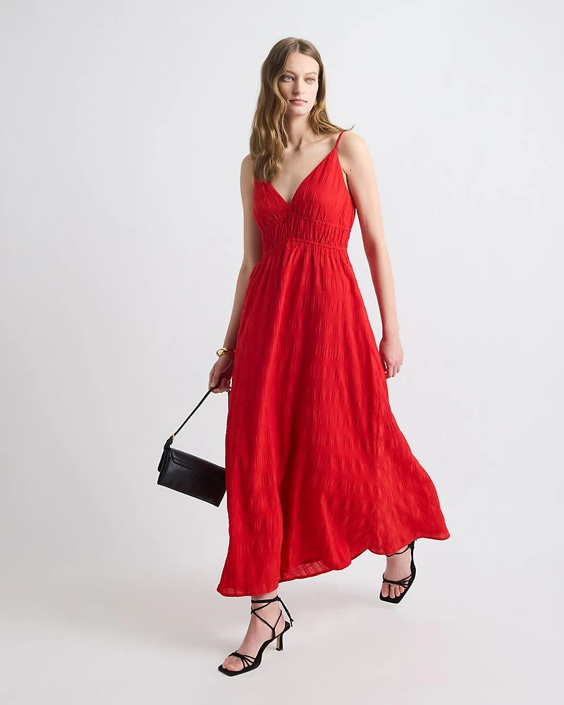 Sleeveless V-Neck Maxi Dress Textured Jacquard