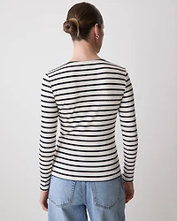 Long-Sleeve Henley Ribbed Top