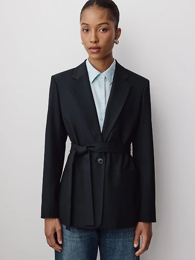 Relaxed-Fit One-Button Blazer with Removable Sash