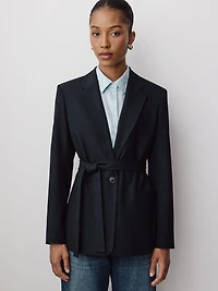 Relaxed-Fit One-Button Blazer with Removable Sash