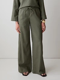 Linen Mid-Rise Wide-Leg Pant