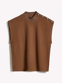 Pull Sans Manches à Col Montant avec Boutons l'Épaule