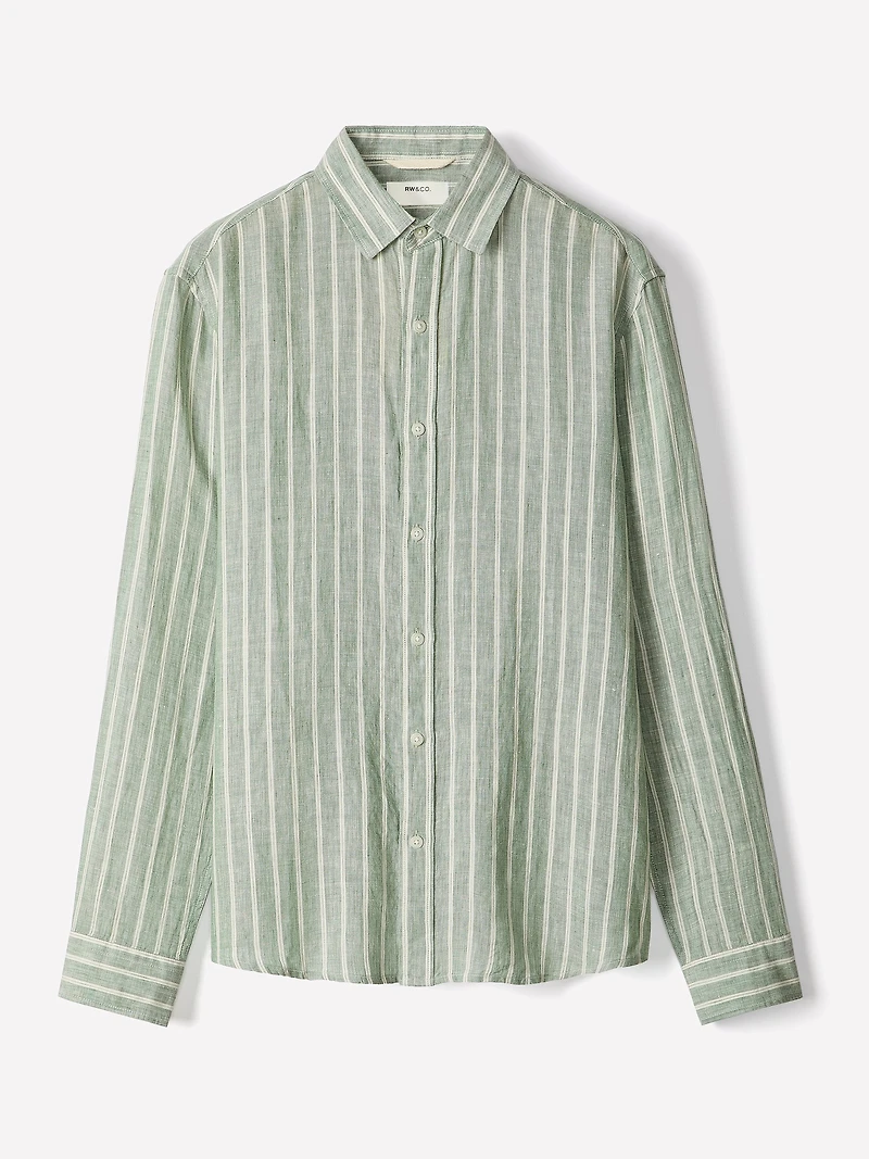 Chemise à Manches Longues en Lin Rayé