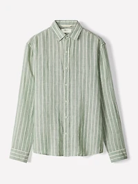 Chemise à Manches Longues en Lin Rayé