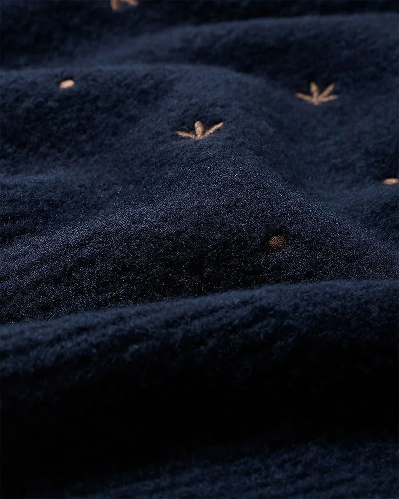 Long-Sleeve Crew-Neck Sweater with Embroidered Pattern