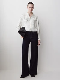Blouse Boutonnée en Crêpe Soyeux à Manches Longues
