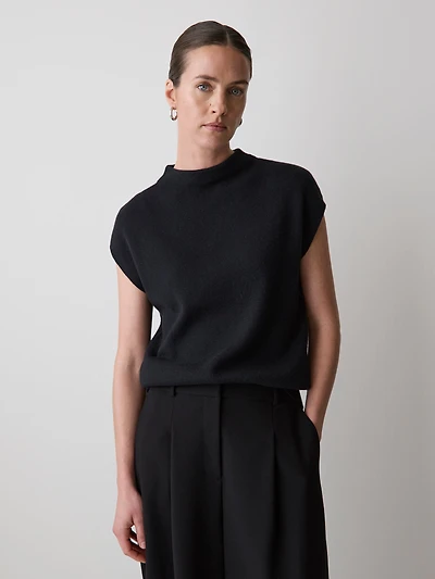 Extended-Sleeve Funnel-Neck Sweater