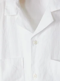 Chemise en Lin à Manches Courtes avec Col Camp