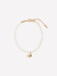 Bracelet de Perles Breloque en Coeur