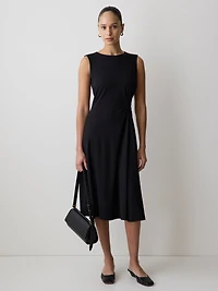 Robe Midi Sans Manches à Col Rond avec Détail Noué