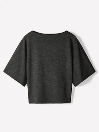 Haut en Tricot à Manches Courtes et Col Bateau