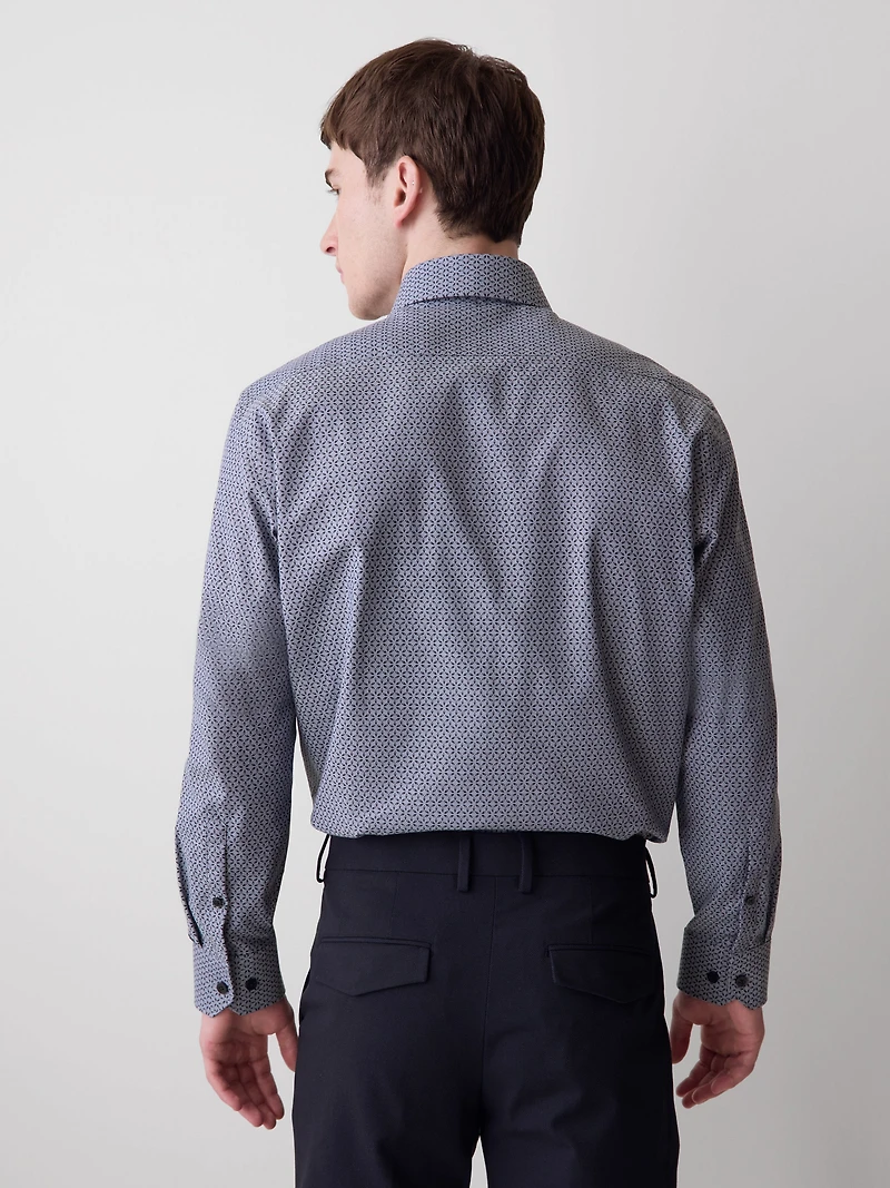 Chemise Habillée à Coupe Régulière Micro Imprimé Géométrique