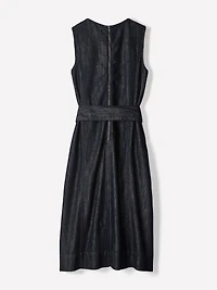 Sleeveless Belted Midi Denim Dress