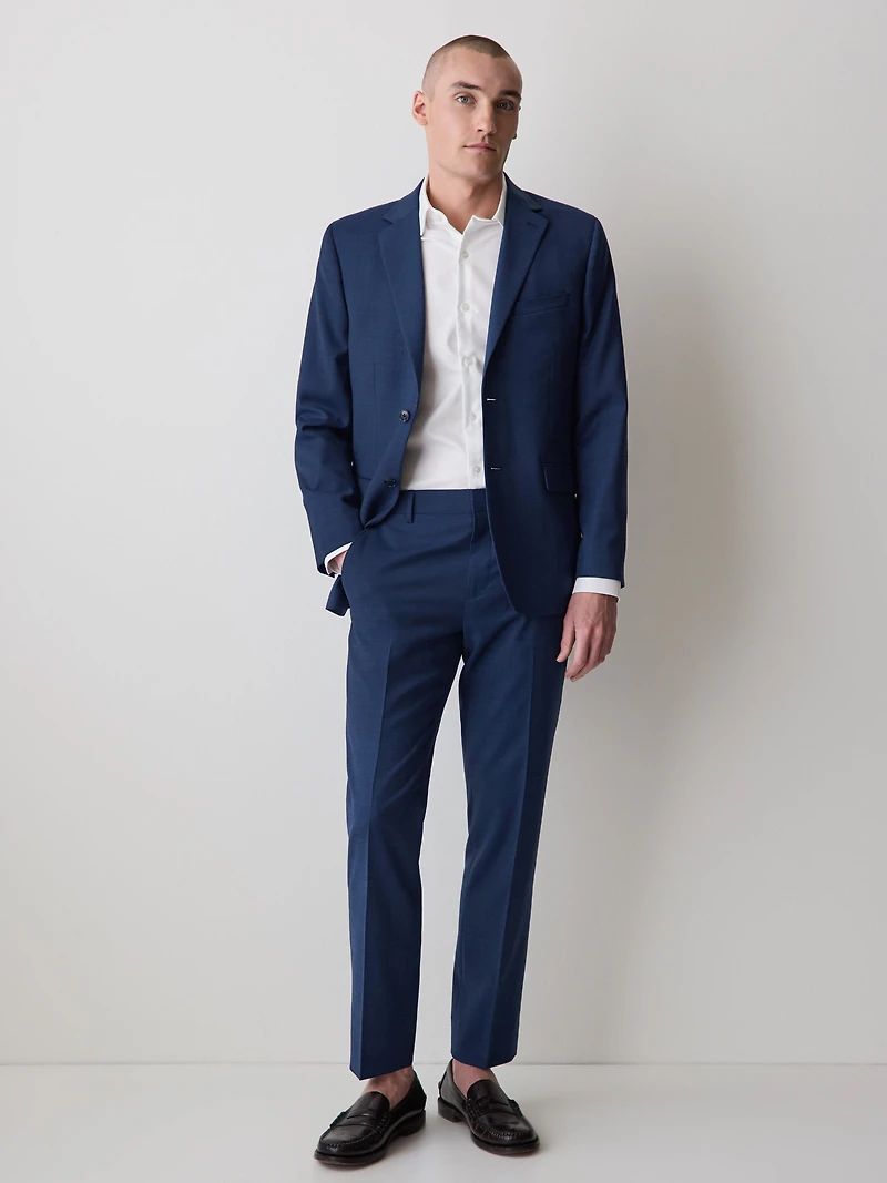 Blue Tailored-Fit Wool Suit Blazer