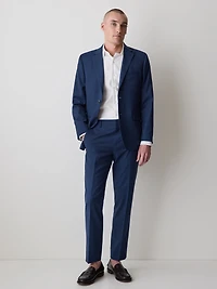 Blue Tailored-Fit Wool Suit Blazer