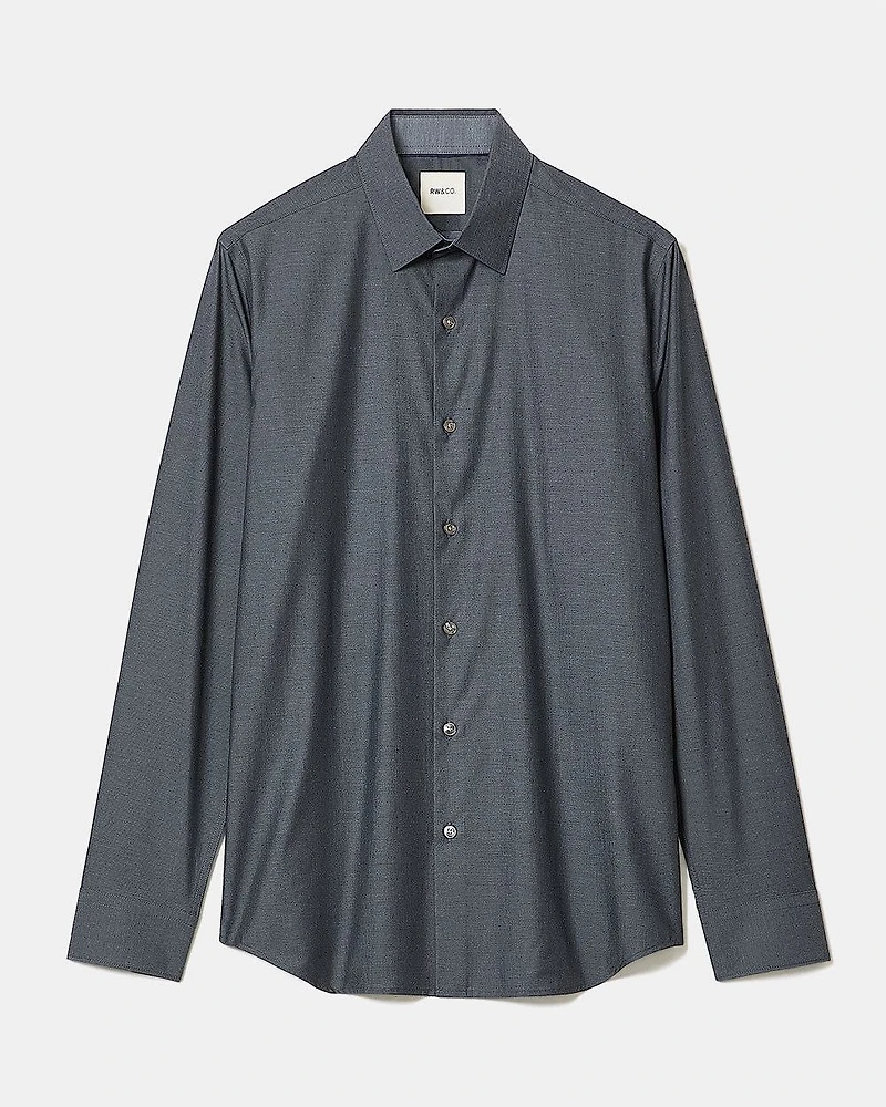 Slim-Fit Denim-Like Dress Shirt
