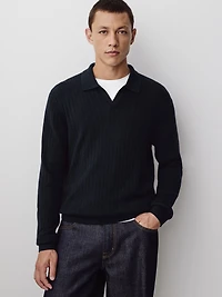 Long-Sleeve Sweater with Johnny Collar