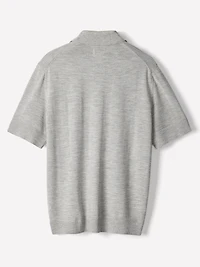 Merino-Wool Short-Sleeve Polo Sweater