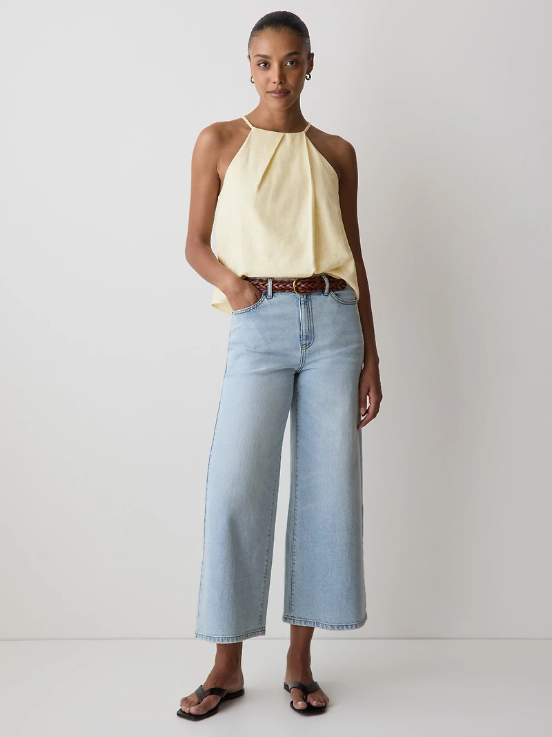 Sleeveless Halter-Neck Linen Blouse