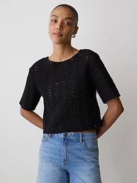 Short-Sleeve Crochet Top