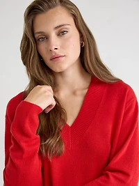 Robe en Laine Mérinos à Manches Longues et Col V