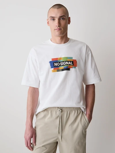 Oversized Short-Sleeve Crew-Neck Tee with Print