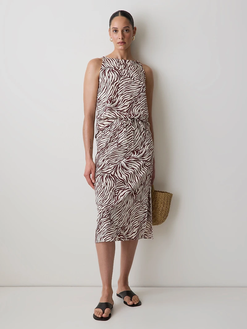 Jupe Midi à Coupe Droite Taille Haute