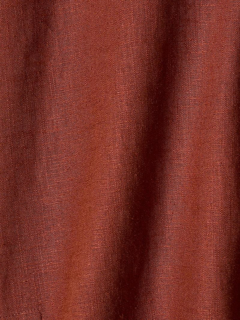 Blouse en Mélange de Lin à Manches Très Courtes et Col Chemisier