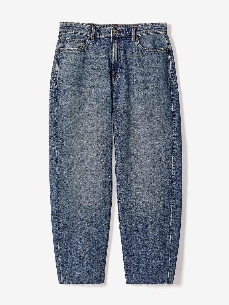 Jeans à Taille Mi-Haute et Jambe Ballon