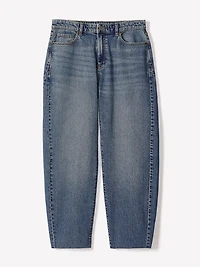 Jeans à Taille Mi-Haute et Jambe Ballon