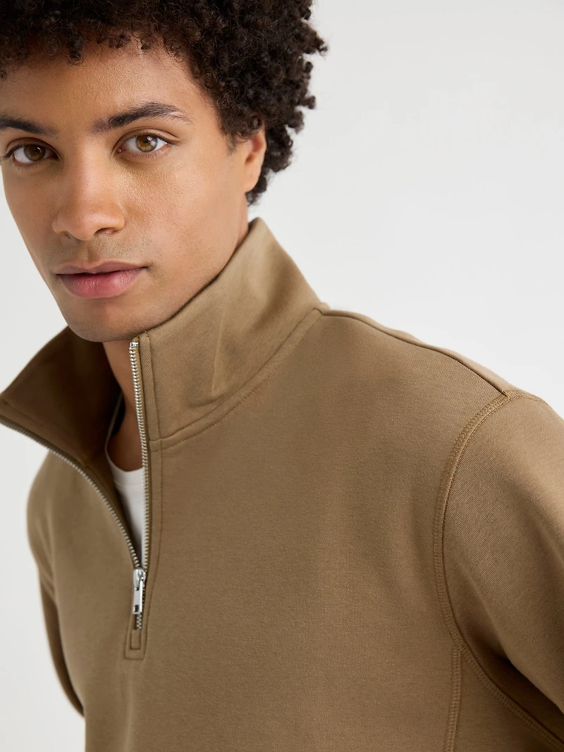 Long-Sleeve Half-Zip Mock-Neck Sweater