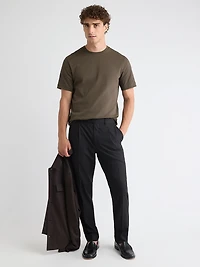 T-Shirt Uni à Col Rond en Coton Interlock