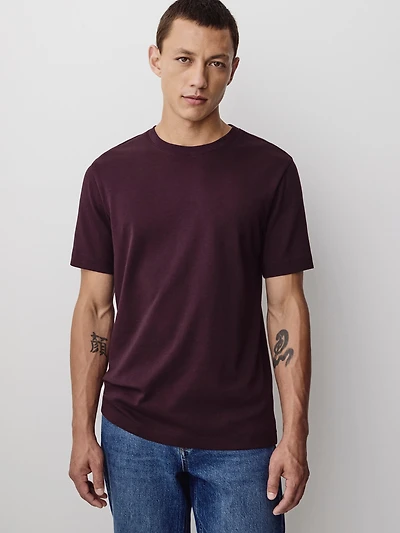 T-Shirt Uni à Manches Courtes et Col Rond