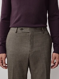 Tailored-Fit Striped Brown Wool Suit Pant