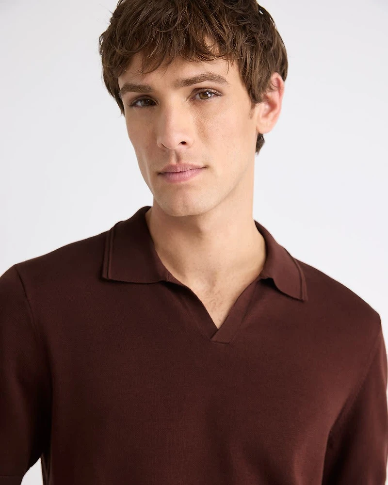 Polo à Manches Courtes en Coton avec Col Johnny