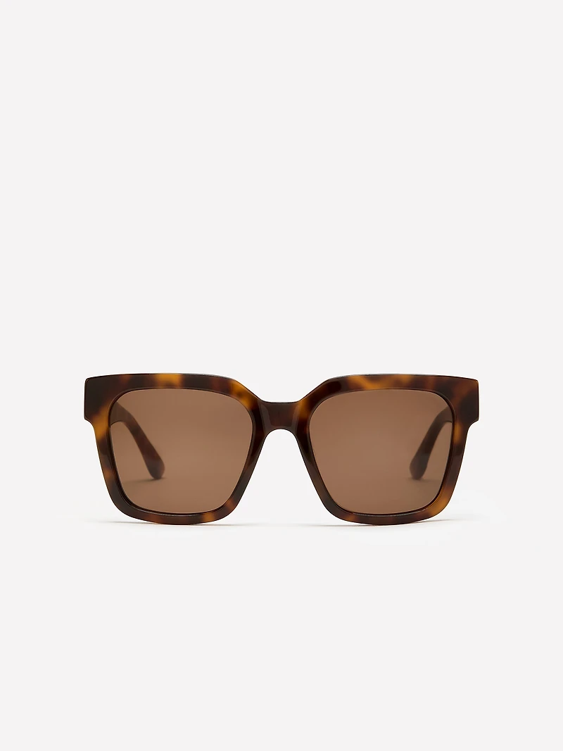 Lunettes de Soleil Mouchetées à Monture Carrée
