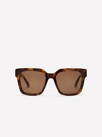 Lunettes de Soleil Mouchetées à Monture Carrée