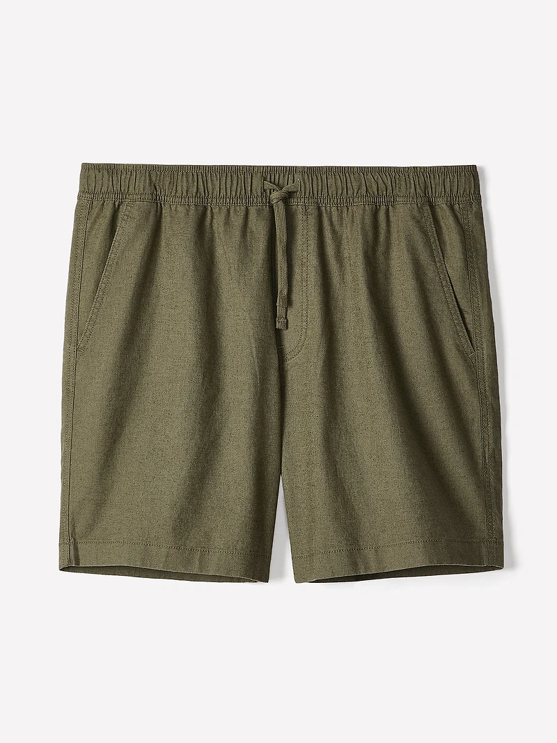 Short en Mélange de Lin à Taille Élastique