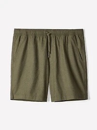 Short en Mélange de Lin à Taille Élastique